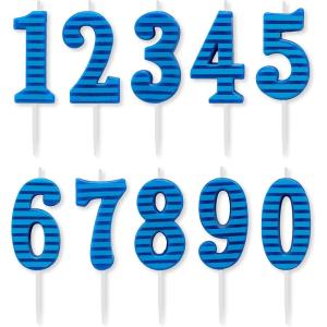 Papyrus Number 0 Birthday Candle, Blue Stripes (1-Count)(Blue Stripes- Candles Pack)
