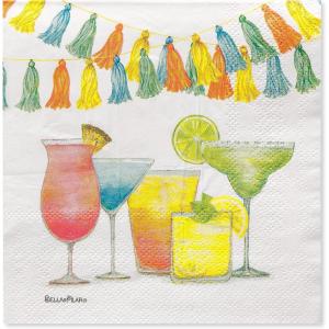 Papyrus Paper Dessert Plates – Designed by Bella Pilar, Cocktails & Tassels (8-Count)(Cocktails & Tassels – Beverage Napkins)