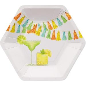 Papyrus Paper Dessert Plates – Designed by Bella Pilar, Cocktails & Tassels (8-Count)(Cocktails & Tassels – Paper Dessert Plates)