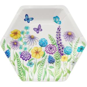 Papyrus Paper Dessert Plates – Designed by Bella Pilar, Cocktails & Tassels (8-Count)(Wildflowers & Butterflies – Paper Dessert Plates)