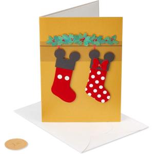 Papyrus Romantic Disney Christmas Card (Favorite Part of Christmas)(Minnie and Mickey Mouse Stockings)