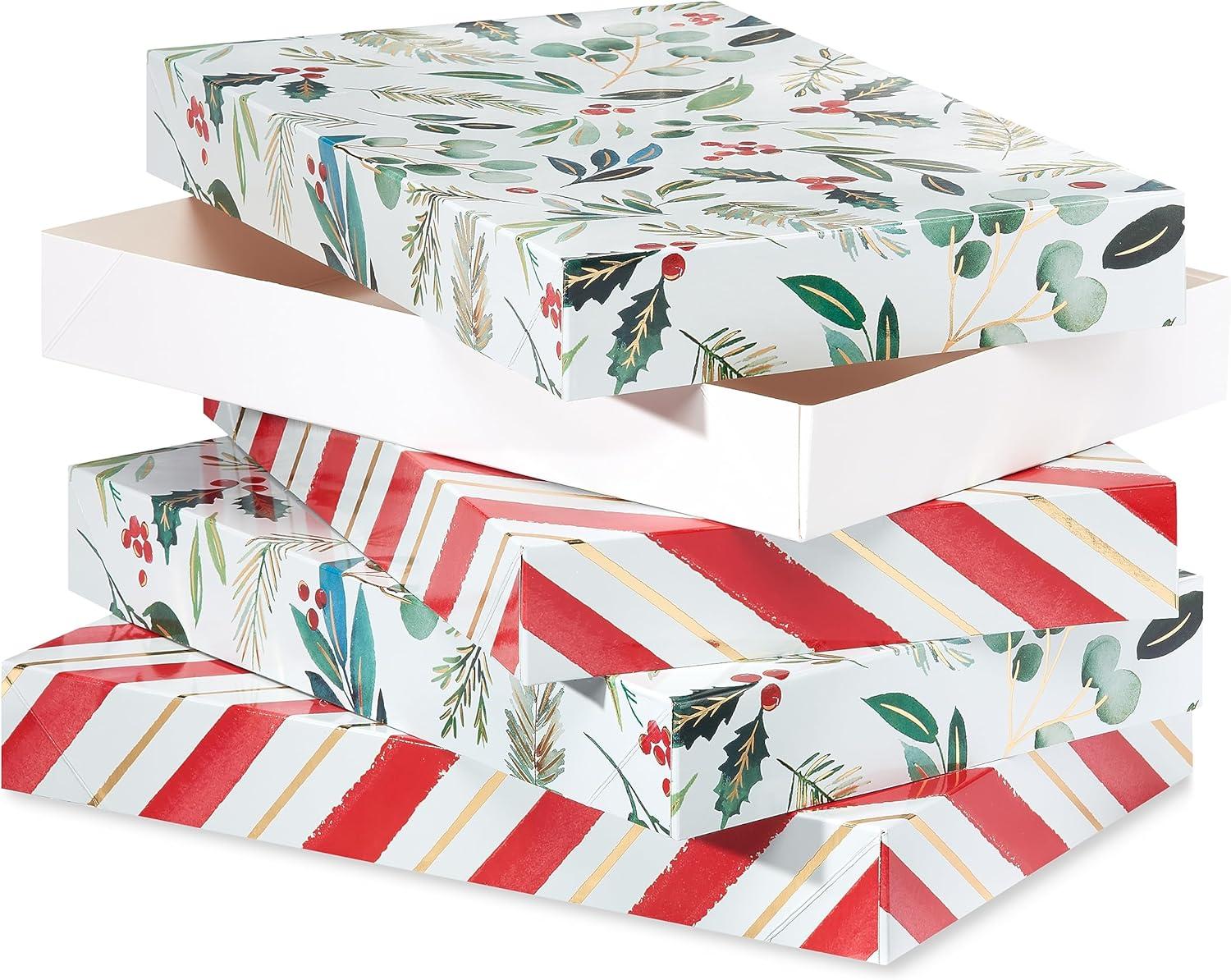 imagePapyrus Gift Box Set for Christmas and All Holidays Red Holly 4 Boxes 4 Gift Tags One Ribbon 8 Sheets of Solid Tissue
