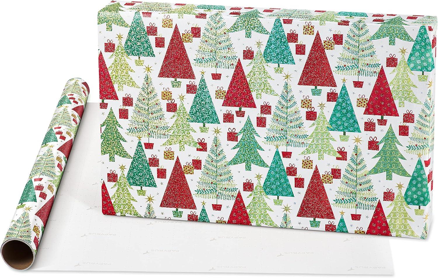 imagePapyrus Wrapping Paper Set for Christmas Hanukkah and All Holidays Glitz and Glam 2 Rolls 40 sq ft 3 Bows 1 Ribbon 3 Tags 12 LabelsChristmas Trees and Candy Canes