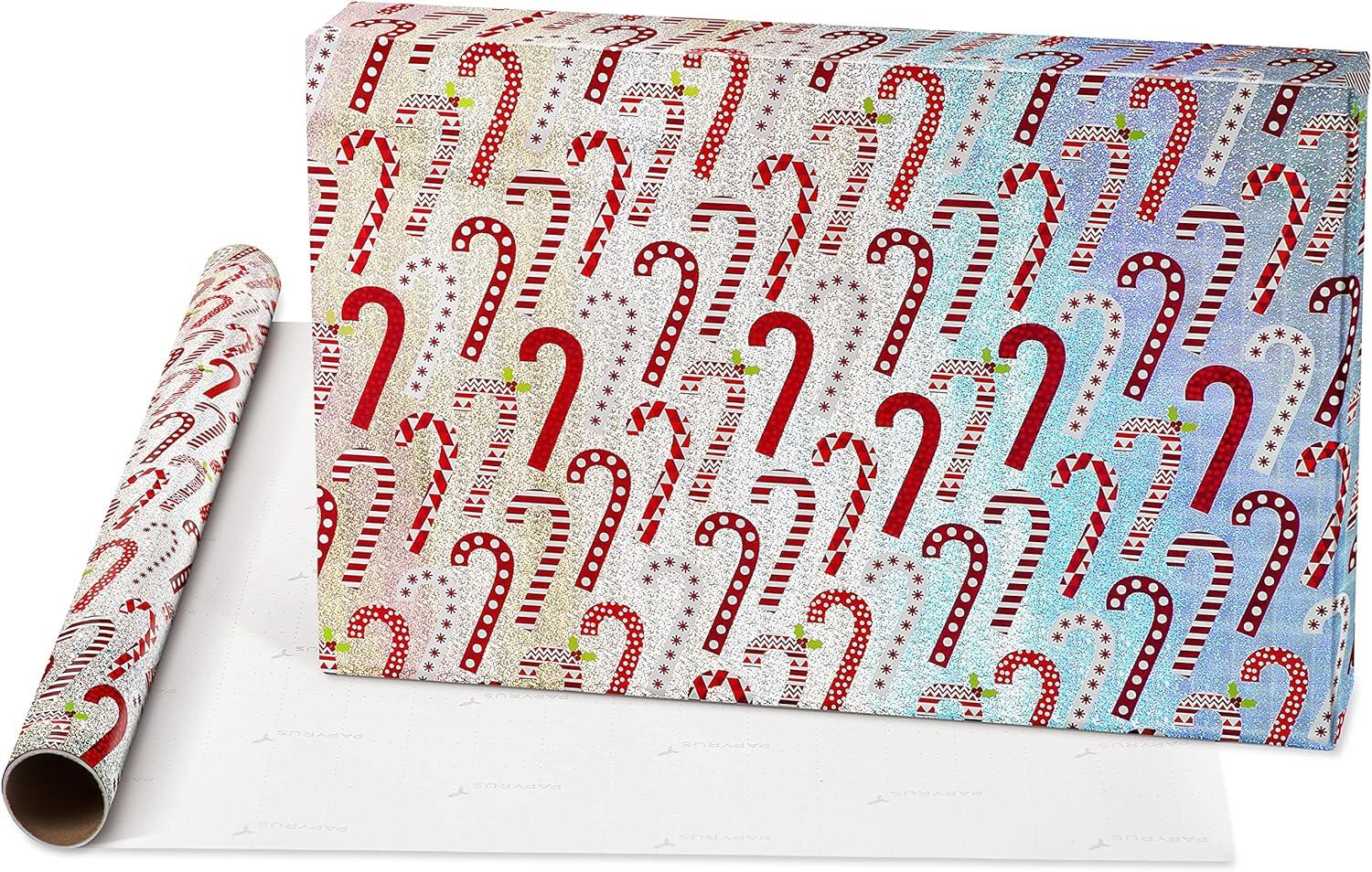 imagePapyrus Wrapping Paper Set for Christmas Hanukkah and All Holidays Glitz and Glam 2 Rolls 40 sq ft 3 Bows 1 Ribbon 3 Tags 12 LabelsChristmas Trees and Candy Canes