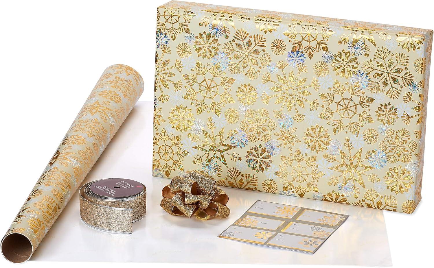 imagePapyrus Wrapping Paper Set for Christmas Hanukkah and All Holidays Glitz and Glam 2 Rolls 40 sq ft 3 Bows 1 Ribbon 3 Tags 12 LabelsHoliday Glitz and Glam Ensemble