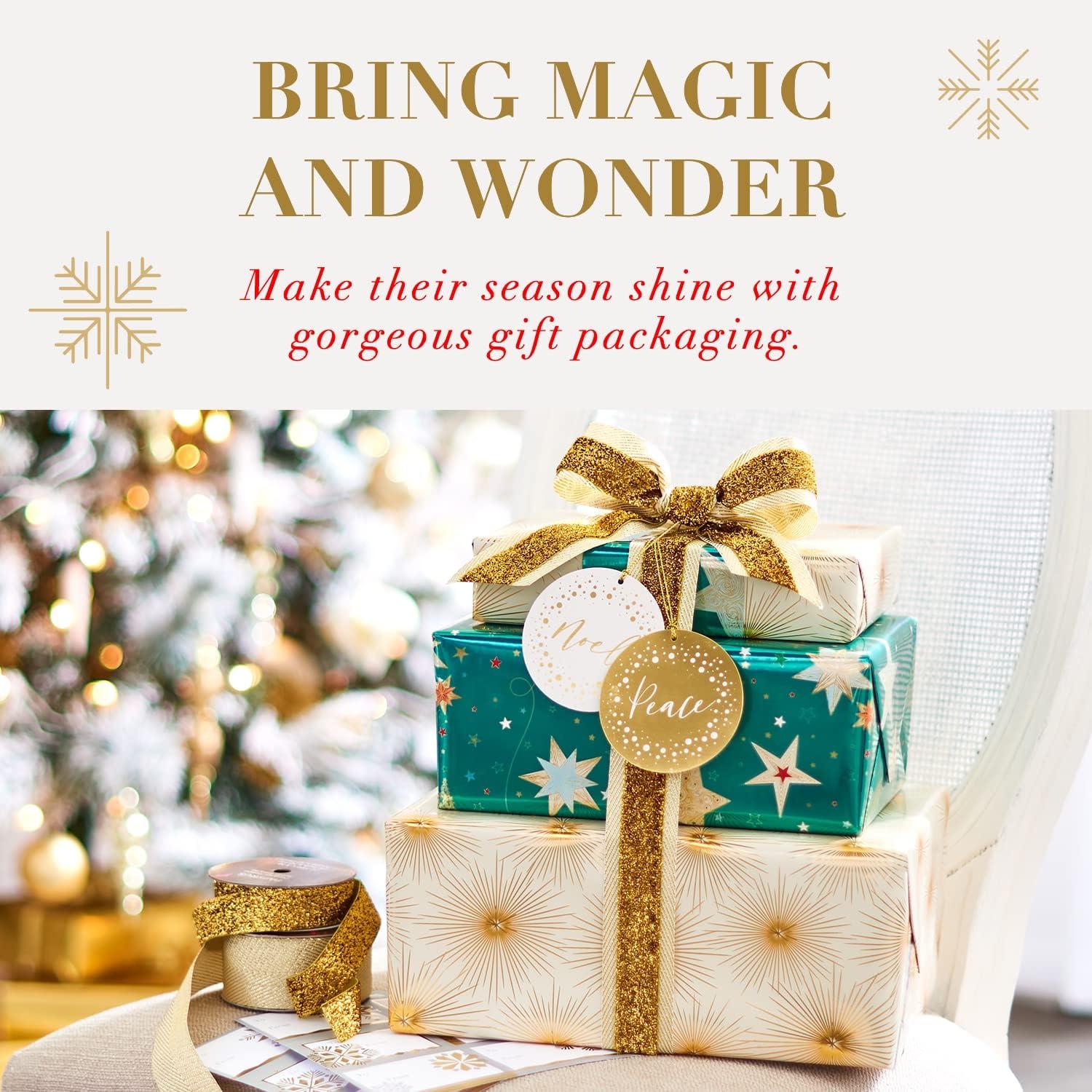 imagePapyrus Wrapping Paper Set for Christmas Hanukkah and All Holidays Glitz and Glam 2 Rolls 40 sq ft 3 Bows 1 Ribbon 3 Tags 12 LabelsHoliday Glitz and Glam Ensemble