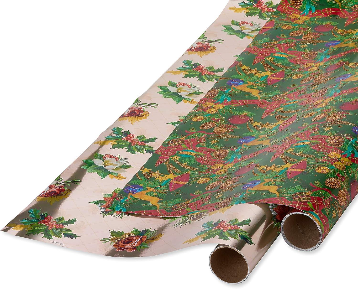imagePapyrus Wrapping Paper Set for Christmas Hanukkah and All Holidays Glitz and Glam 2 Rolls 40 sq ft 3 Bows 1 Ribbon 3 Tags 12 LabelsTraditional Holiday Ensemble