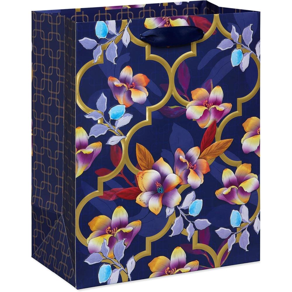 imagePapyrus 14quot Wine Gift Bag Purple Floral for Birthdays Weddings Bridal Showers and All Occasions 1 BagPurple Floral Large Bag