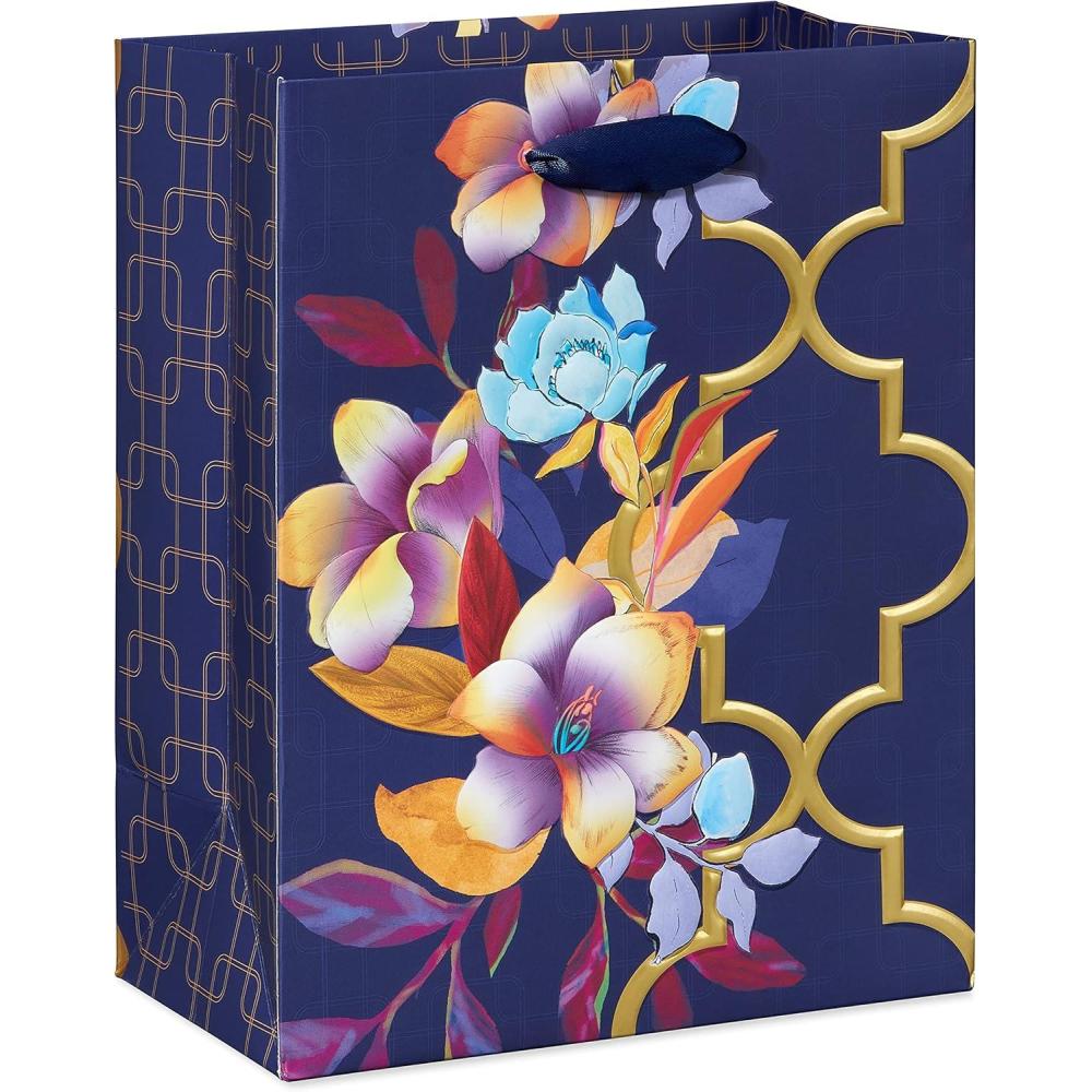 imagePapyrus 14quot Wine Gift Bag Purple Floral for Birthdays Weddings Bridal Showers and All Occasions 1 BagPurple Floral Medium Gift Bag
