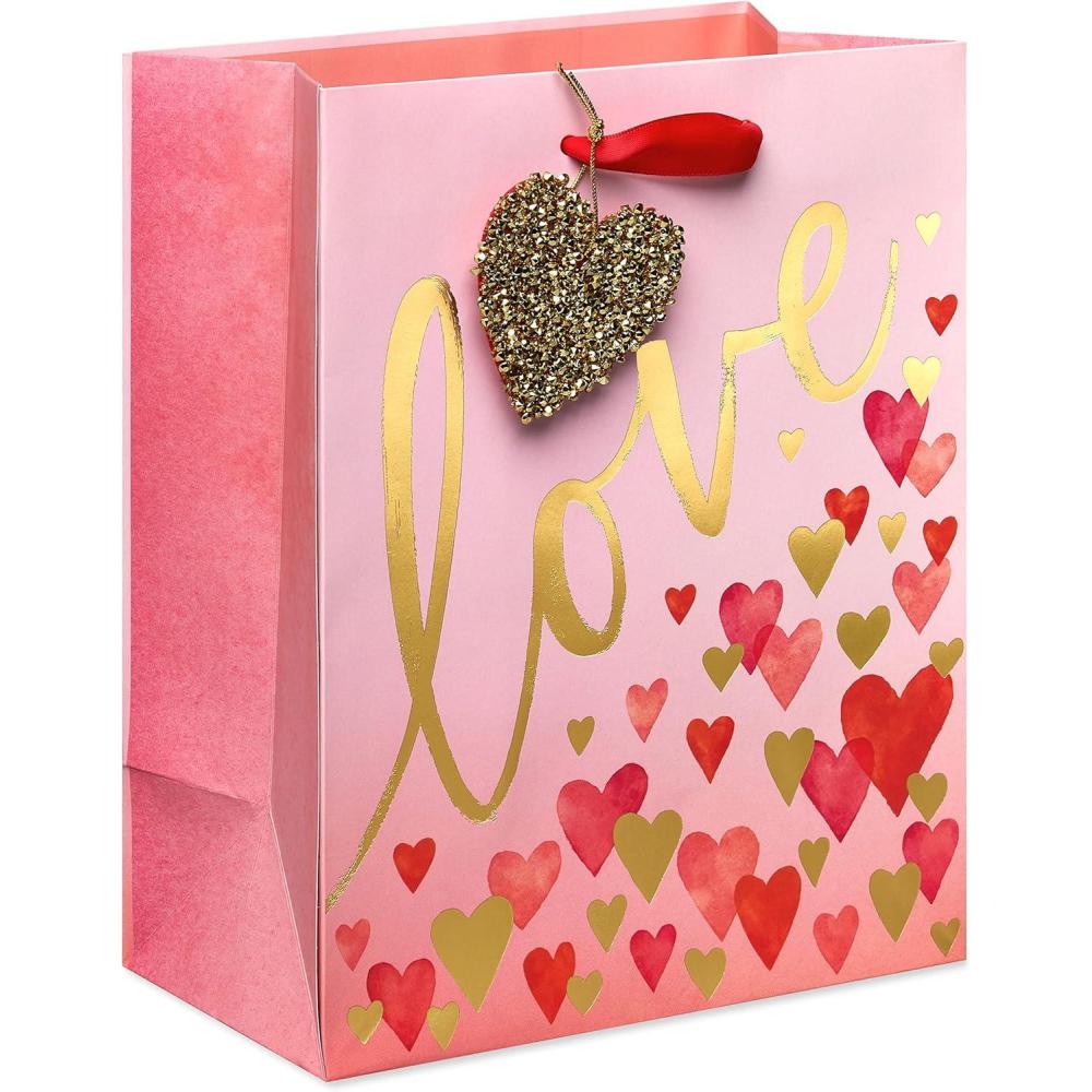 imagePapyrus 5quot Small Gift Bags Pink Stripes and Hearts for Birthdays Bridal Showers Baby Showers and All Occasions 6 BagsLove Hearts