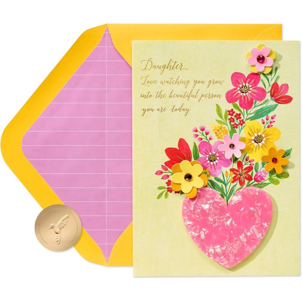 imagePapyrus Birthday Card for Daughter So Proud of YouFSC Floral Heart Vase