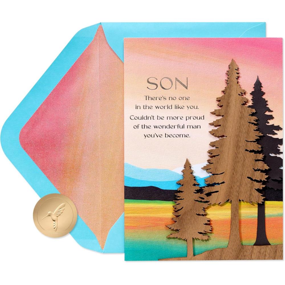 imagePapyrus Birthday Card for Son All the Love In the WorldFSC Wood Trees on Lake
