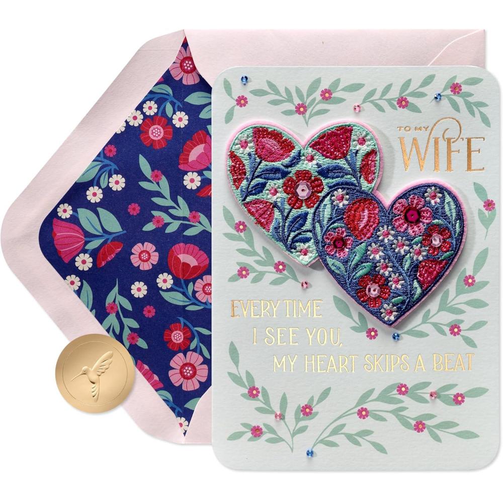 imagePapyrus Birthday Card for Wife More AmazingFSC Embroidered Floral Hearts