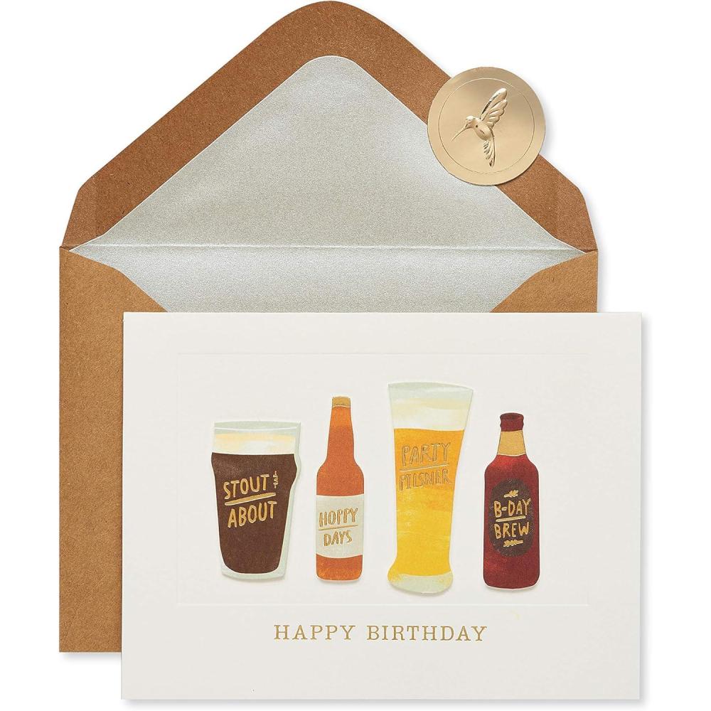 imagePapyrus Birthday Cards for Him Hawaiian Shirt and Craft Beer 2CountCheers and Wishes