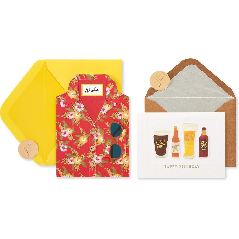 imagePapyrus Birthday Cards for Him Hawaiian Shirt and Craft Beer 2CountHawaiian Shirt and Craft Beer
