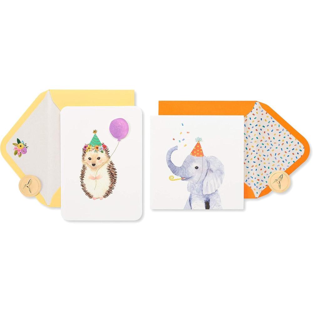 imagePapyrus Birthday Cards for Kids Hedgehog and Elephant 2Count2Count