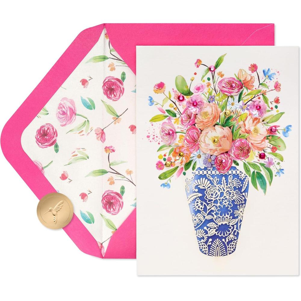 imagePapyrus Mothers Day Card Designed by Bella Pilar Beginning to EndFlorals in Lasercut Vase