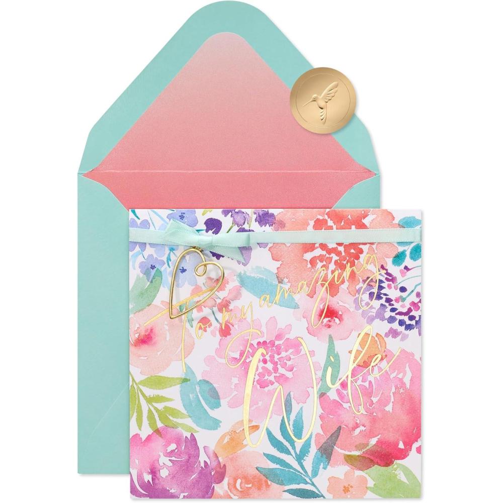 imagePapyrus Mothers Day Card for Wife from Husband Beautiful Life and FamilyFSC Watercolor Floral And Text