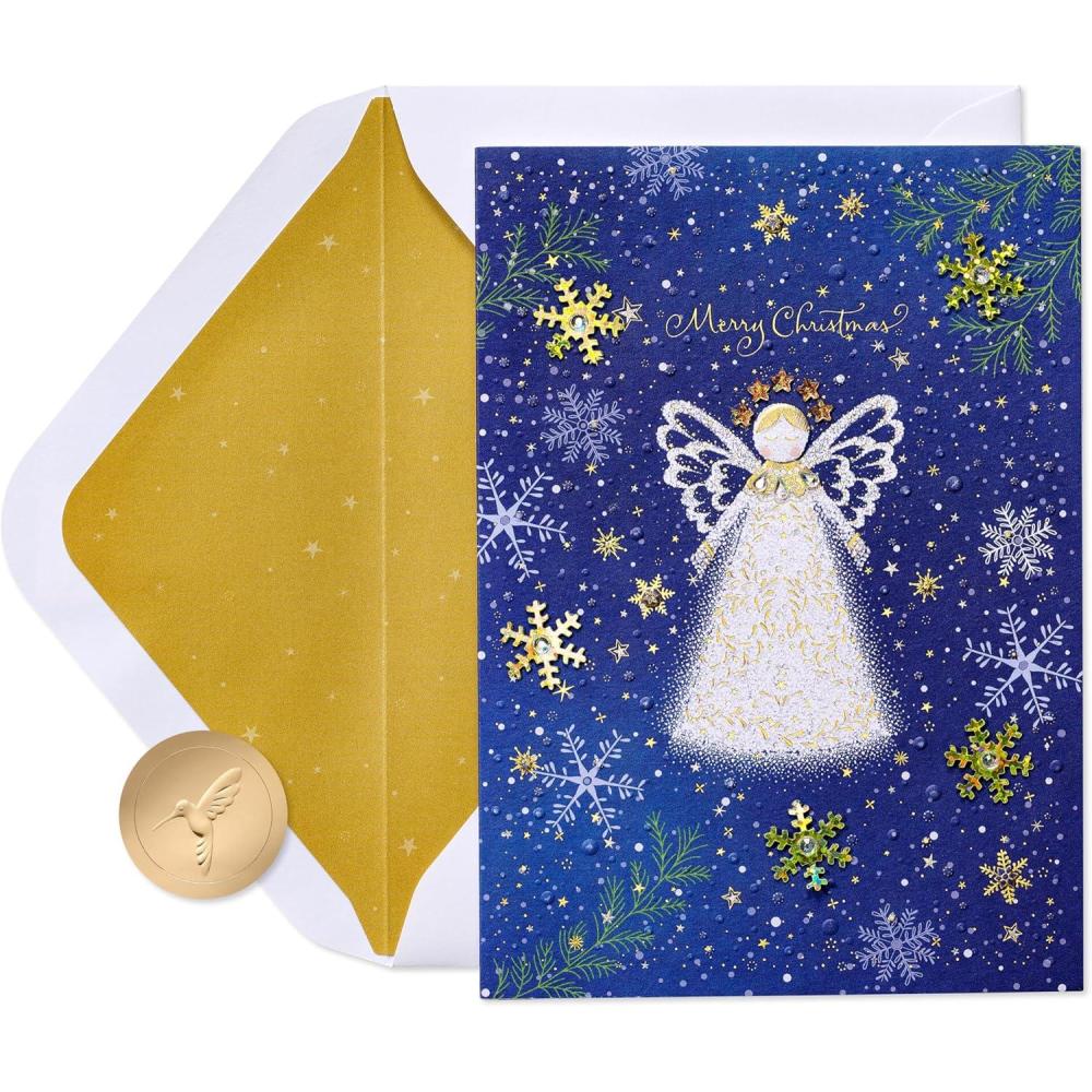 imagePapyrus Religious Christmas Card A Child is BornFSC Snowflakes Stars Angel