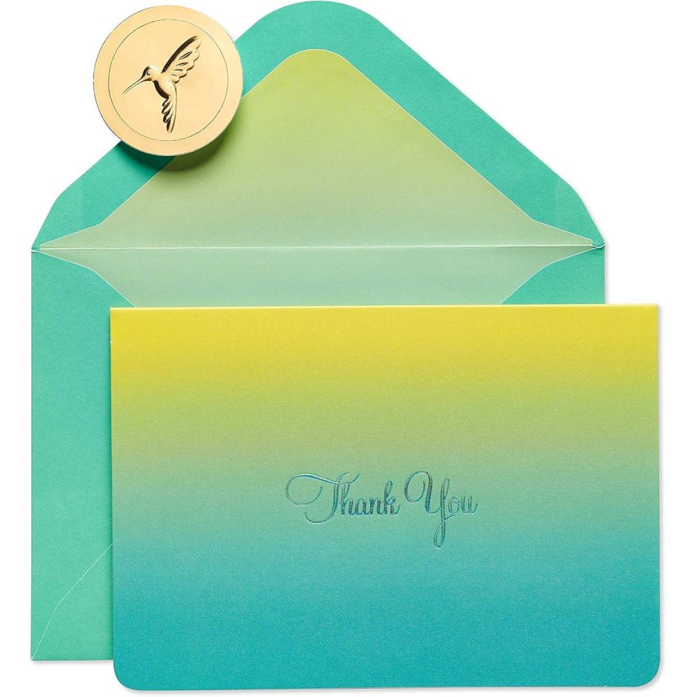 imagePapyrus Sympathy Thank You Cards with Envelopes Eucalyptus Leaves 20CountTeal Ombre