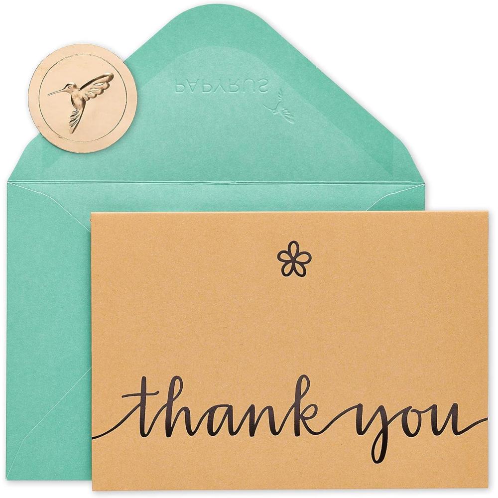 imagePapyrus Thank You Cards with Envelopes Kraft with Flower 14CountKraft with Flower