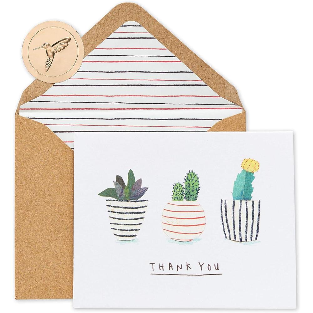 imagePapyrus Thank You Cards with Envelopes Kraft with Flower 14CountSucculents
