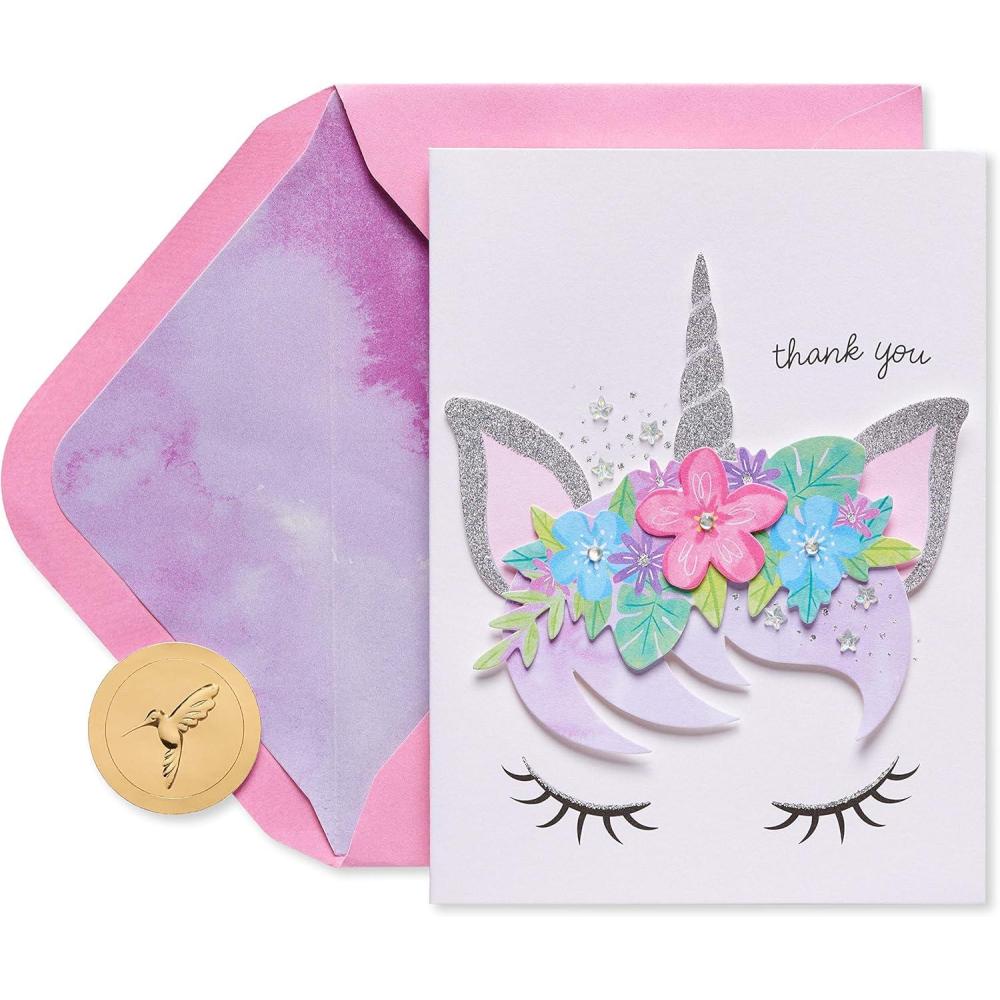 imagePapyrus Thank You Cards with Envelopes Vibrant Florals 20CountGem Unicorn