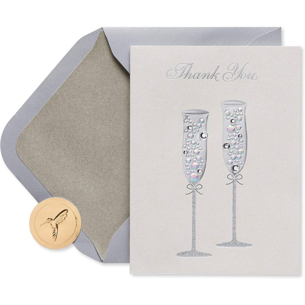 imagePapyrus Wedding Thank You Cards with Envelopes Champagne Flutes 8Count