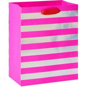 Papyrus 13″ Large Gift Bag (Pink Stripes) for Birthdays, Bridal Showers, Baby Showers and All Occasions (1 Bag)