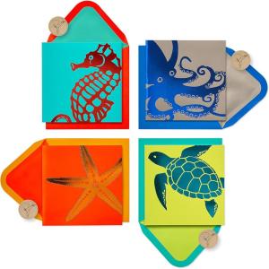 Papyrus 14-Count Blank Cards with Envelopes (Celestial Owl)(red  green  blue  aqua)