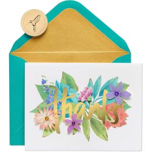 Papyrus 14-Count Blank Thank You Cards with Envelopes (Watercolor)(Botanical Flowers)