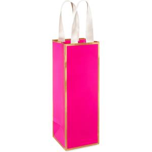 Papyrus 14″ Wine Gift Bag (Pink and Gold) for Birthdays, Weddings, Anniversaries and All Occasions (1 Bag)(Pink and Gold – Beverage Bag)
