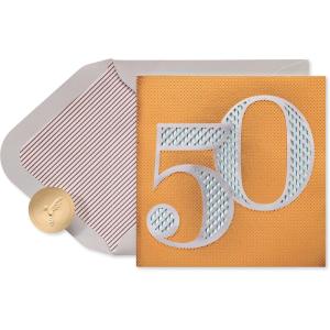 Papyrus 50th Birthday Card (New Beginnings)(50 Looks Amazing On You)