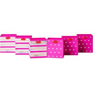 Papyrus 5″ Small Gift Bags (Pink Stripes and Hearts) for Birthdays, Bridal Showers, Baby Showers and All Occasions (6 Bags)(Pink Stripes and Hearts)
