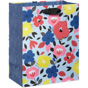 Papyrus 8.5″ Medium Gift Bag (Hummingbird in Garden) for Birthdays, Baby Showers, Weddings, Bridal Showers and All Occasions (1 Bag)(Bright Flowers)