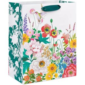 Papyrus 8.5″ Medium Gift Bag (Hummingbird in Garden) for Birthdays, Baby Showers, Weddings, Bridal Showers and All Occasions (1 Bag)(Hummingbird in Garden – Large Gift Bag)