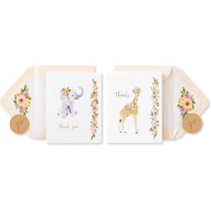 Papyrus Baby Thank You Cards with Envelopes, Elephant & Giraffe (20-Count)(Elephant & Giraffe)
