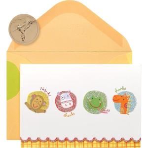Papyrus Baby Thank You Cards with Envelopes, Toy Train (12-Count)(Animals with Glitter)