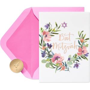 Papyrus Bat Mitzvah Card (Wishing You The Very Best)(Floral)