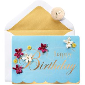 Papyrus Birthday Card (Spectacular Birthday)(Embroidered Flower)