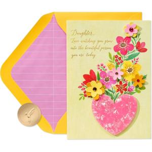 Papyrus Birthday Card for Daughter (So Proud of You)(FSC Floral Heart Vase)