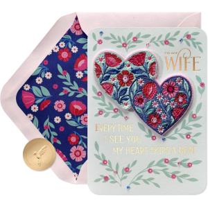Papyrus Birthday Card for Wife (More Amazing)(FSC Embroidered Floral Hearts)