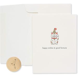 Papyrus Birthday Cards, Cat and Cake (2-Count)(Fortune Cat)