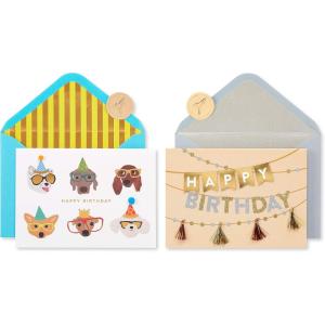 Papyrus Birthday Cards, Dogs and Banner (2-Count)(Dogs and Banner)