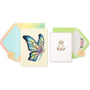 Papyrus Blank Cards with Envelopes, Butterfly and Owl (2-Count)(Butterfly and Owl)