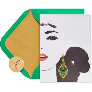 Papyrus Blank Cards with Envelopes, Gem Earring (8-Count)(Green)
