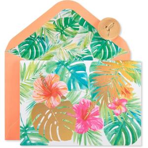 Papyrus Blank Cards with Envelopes, Lace and Flowers with Glitter (8-Count)(peach  pink  green)