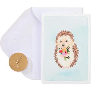 Papyrus Blank Cards with Envelopes, Owls and Birds (20-Count)(Hedgehog with Flower)