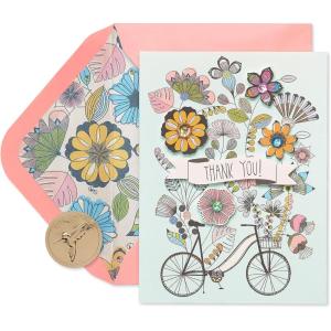 Papyrus Blank Cards with Envelopes, Stack of Macarons (14-Count)(Flower & Bike with Glitter)
