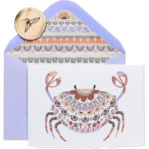 Papyrus Blank Cards with Keepsake Box, Garden Critters (20-Count)(Crab)